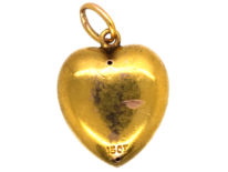 Edwardian Heart Shaped Pendant set with Ruby & Rose Diamonds in a Star Shape