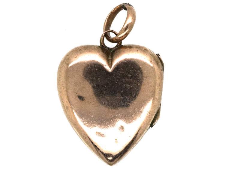 Edwardian 9ct Gold Heart Shaped Locket Studded With Natural Split Pearls