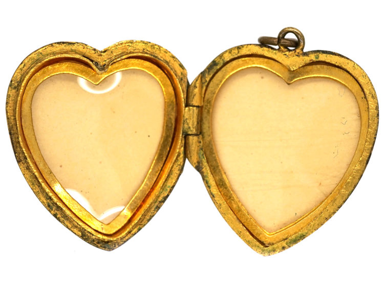 Edwardian 9ct Back & Front Heart Shaped Locket with Swallow Motif