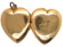 Edwardian 9ct Back & Front Heart Shaped Locket with Swallow Motif