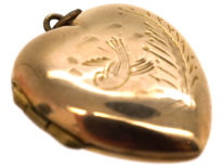 Edwardian 9ct Back & Front Heart Shaped Locket with Swallow Motif