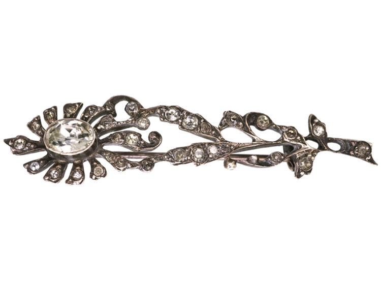 Edwardian Silver & Paste Flower Brooch