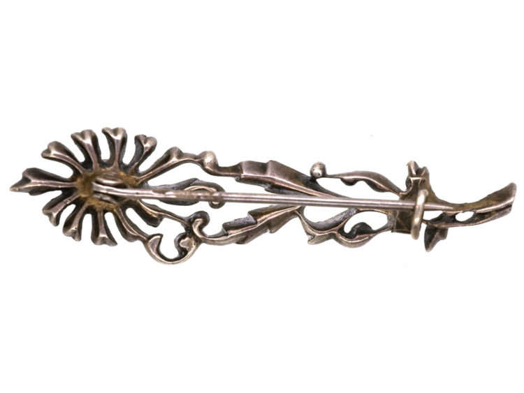 Edwardian Silver & Paste Flower Brooch