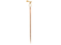 Edwardian Gold & Pearl Sprig Tie Pin
