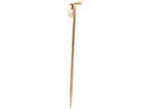 Edwardian Gold & Pearl Sprig Tie Pin