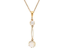 Edwardian 15ct Gold Moonstone Pendant on 9ct Gold Chain