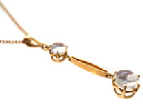 Edwardian 15ct Gold Moonstone Pendant on 9ct Gold Chain