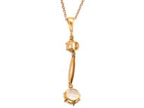 Edwardian 15ct Gold Moonstone Pendant on 9ct Gold Chain