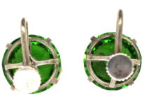 Silver & Green Paste Earrings