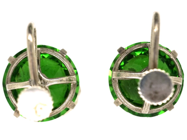 Silver & Green Paste Earrings