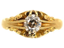 Edwardian 18ct Gold Single Stone Diamond Ring