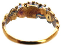 Georgian 18ct Gold, Emerald & Rose Diamond Hearts Ring