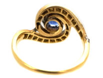 Belle Epoque 18ct Gold, Sapphire & Rose Diamond Swirl Ring
