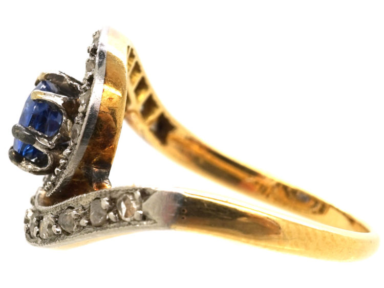 Belle Epoque 18ct Gold, Sapphire & Rose Diamond Swirl Ring