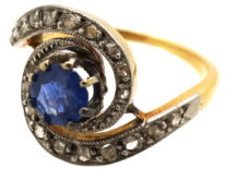 Belle Epoque 18ct Gold, Sapphire & Rose Diamond Swirl Ring