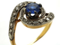 Belle Epoque 18ct Gold, Sapphire & Rose Diamond Swirl Ring