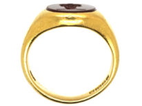 Victorian 18ct Gold Signet Ring set with a Carnelian Crest Intaglio
