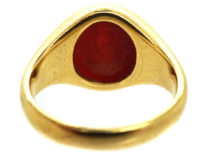 Victorian 18ct Gold Signet Ring set with a Carnelian Crest Intaglio