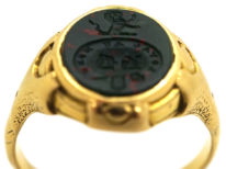 Victorian 18ct Gold & Bloodstone Crest Intaglio Signet Ring