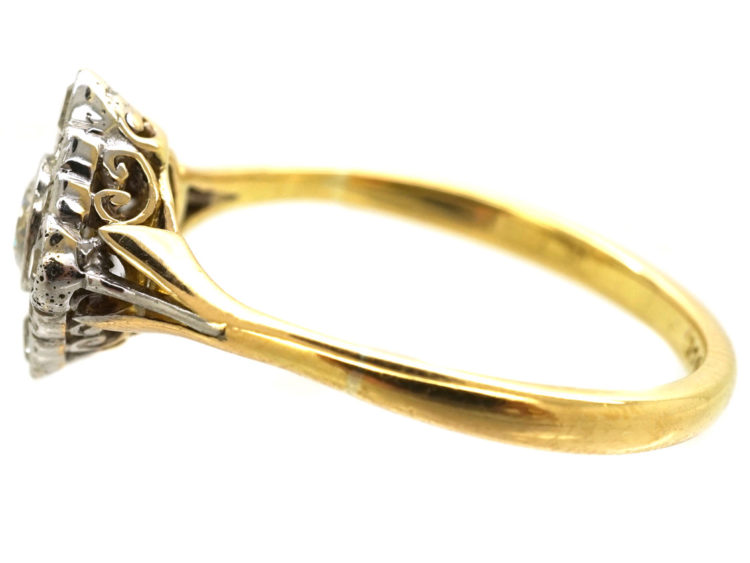 Art Deco 18ct Gold & Platinum Diamond Shaped Diamond Ring