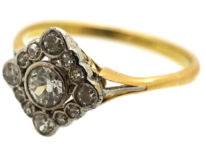 Art Deco 18ct Gold & Platinum Diamond Shaped Diamond Ring