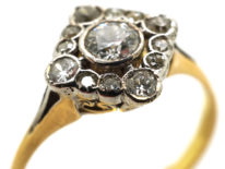 Art Deco 18ct Gold & Platinum Diamond Shaped Diamond Ring