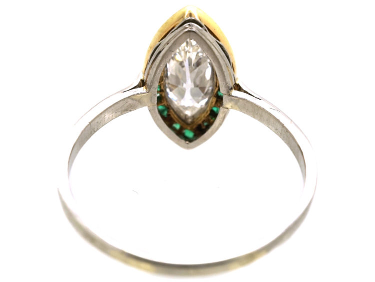 Art Deco Emerald & Diamond Marquise Ring