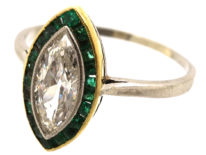 Art Deco Emerald & Diamond Marquise Ring