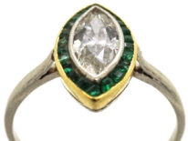 Art Deco Emerald & Diamond Marquise Ring