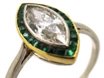 Art Deco Emerald & Diamond Marquise Ring