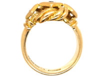 18ct Lover's Knot Ring set with a Ruby & Two Diamonds