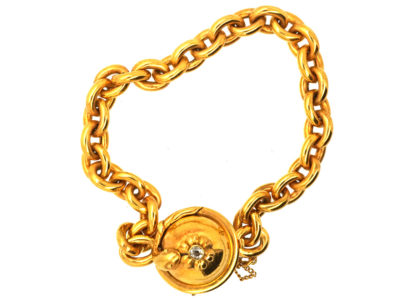 Victorian 15ct Gold Bracelet with Diamond Set Snake Clasp