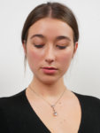 Art Deco 15ct Gold & Platinum, Two Stone Aquamarine & Diamond Drop Pendant on 15ct Gold Chain