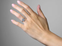 Art Deco Platinum & Diamond Rectangular Ring with Diamond Set Shoulders