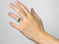 Georgian 18ct Gold, Emerald & Rose Diamond Hearts Ring