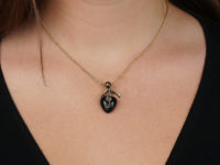Victorian 15ct Gold, Black Enamel & Rose Diamond Heart Pendant