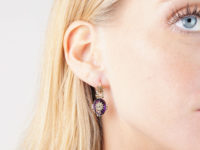 Victorian 18ct Gold, Amethyst & Rose Diamond Drop Earrings