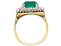Large 18ct Gold, Emerald & Diamond Rectangular Ring