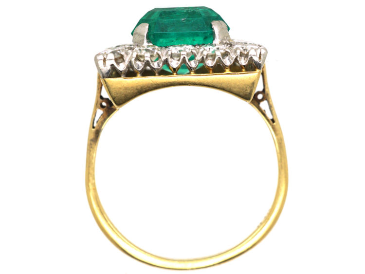 Large 18ct Gold, Emerald & Diamond Rectangular Ring
