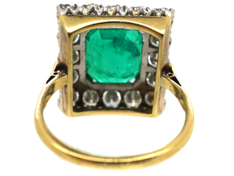 Large 18ct Gold, Emerald & Diamond Rectangular Ring