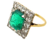 Large 18ct Gold, Emerald & Diamond Rectangular Ring