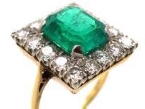 Large 18ct Gold, Emerald & Diamond Rectangular Ring