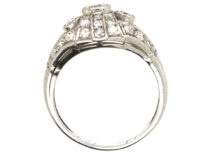 Art Deco 18ct White Gold & Diamond Bombe Style Ring