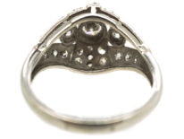 Art Deco 18ct White Gold & Diamond Bombe Style Ring