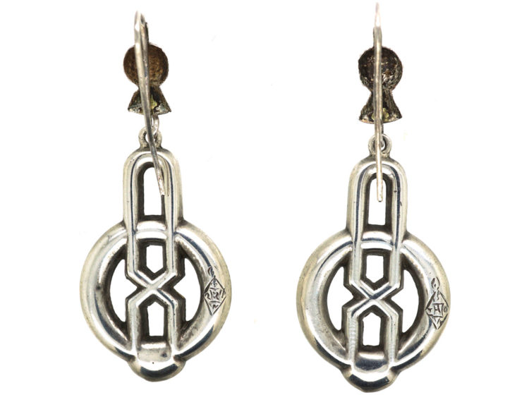 Victorian Scottish Silver & Agate Drop Earrings