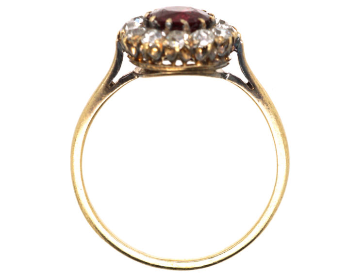 Edwardian 18ct Gold, Ruby & Diamond Cluster Ring