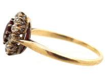 Edwardian 18ct Gold, Ruby & Diamond Cluster Ring