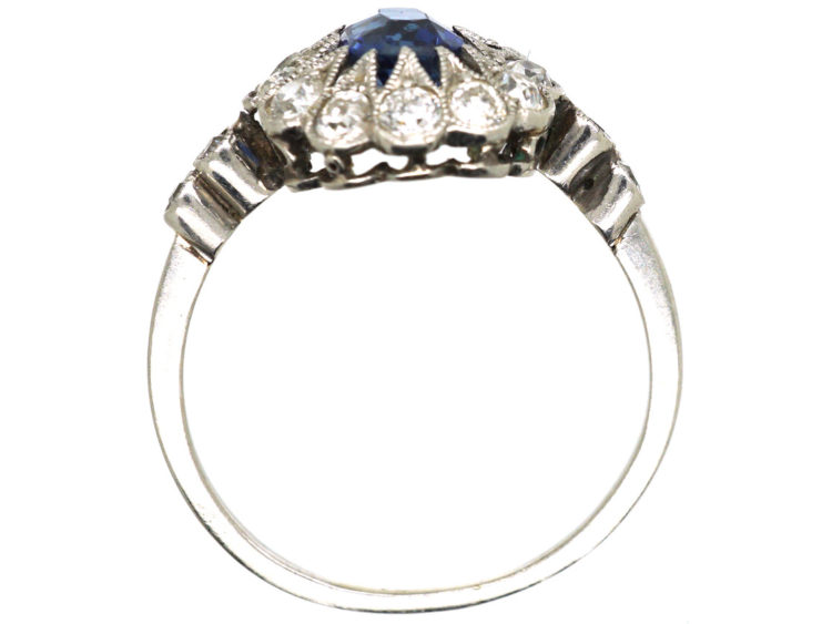 Edwardian Platinum, Sapphire & Diamond Cluster Ring