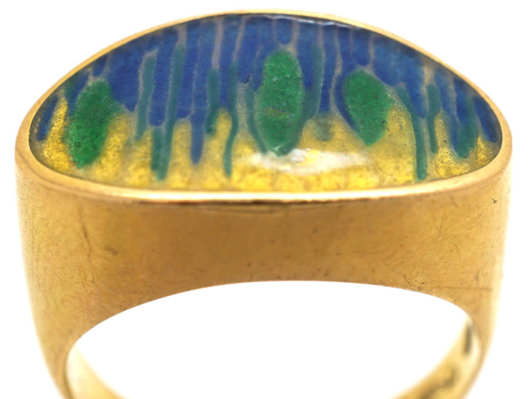18ct Gold & Enamel Ring by Alexander Tillander Workshop