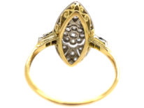 Edwardian 18ct Gold & Platinum, Sapphire & Diamond Marquise Ring